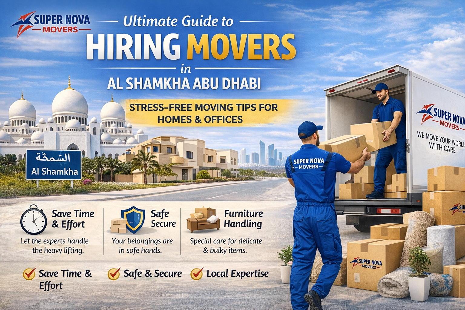 Movers in Al Shamkha Abu Dhabi packing and moving services by Super Nova Movers