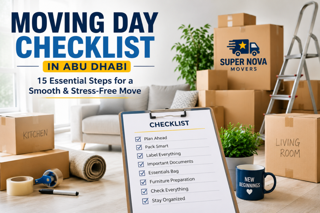 Moving day checklist Abu Dhabi – professional moving guide