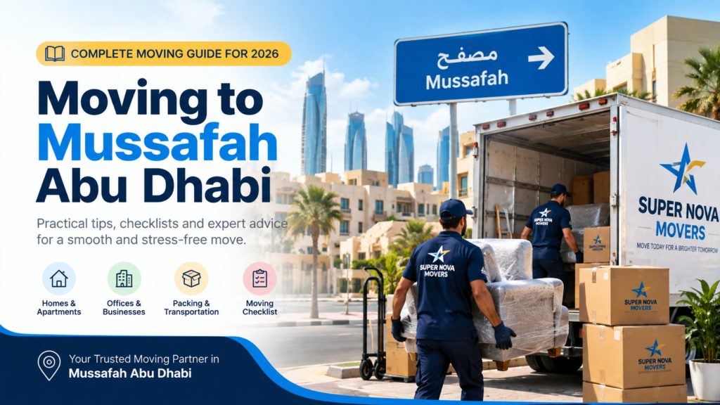 Moving to Mussafah Abu Dhabi with professional movers and moving truck