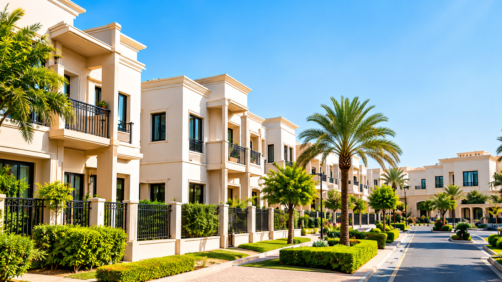 Residential villas and landscaped streets in Baniyas Abu Dhabi