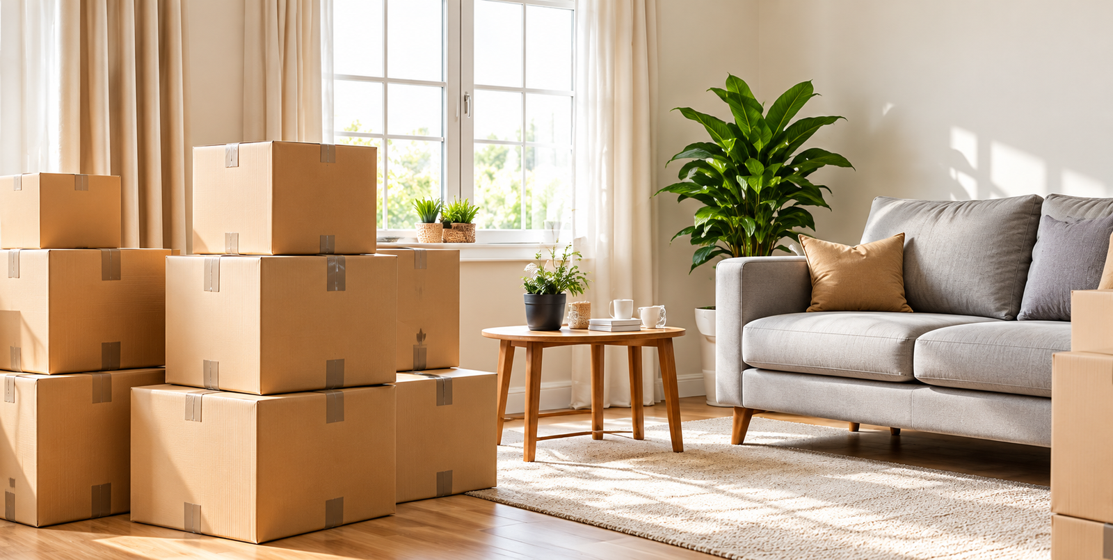 Home moving boxes and furniture prepared for relocation in Baniyas Abu Dhabi