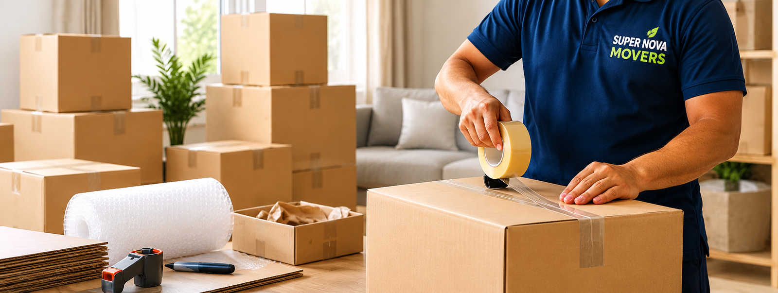 Professional packing service in Baniyas Abu Dhabi with moving boxes